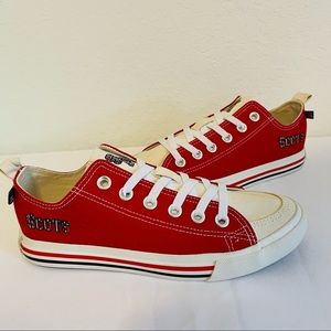 NWOB SKICKS St. Andrews Scots Woman's Low Top Sneakers Red and White Size 7